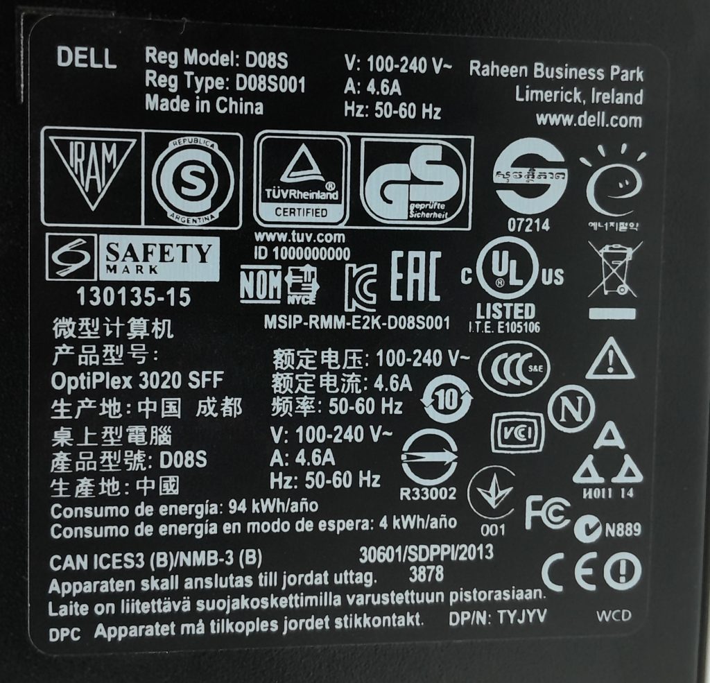 Dell Optiplex 3020 SFF i3/4Go/250Go