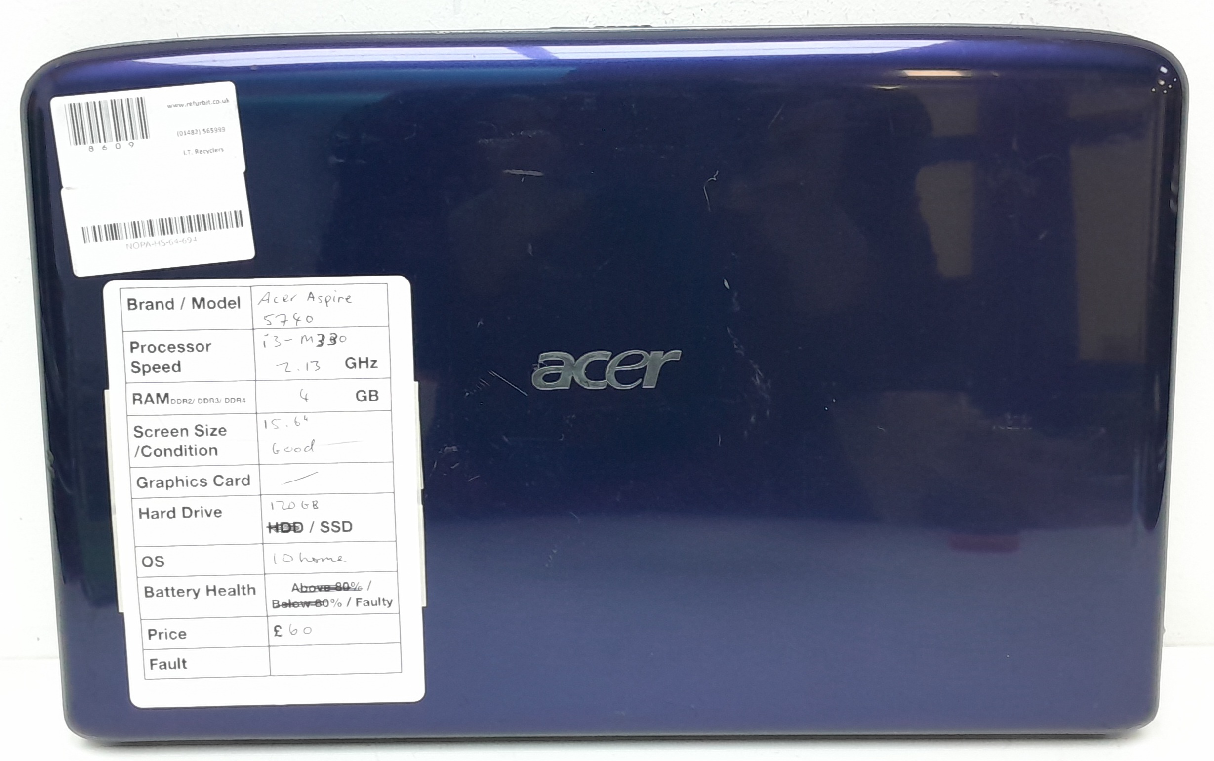 中古美品：acerノートWindows7 Aspire one 532h-W123 Microsoft Office