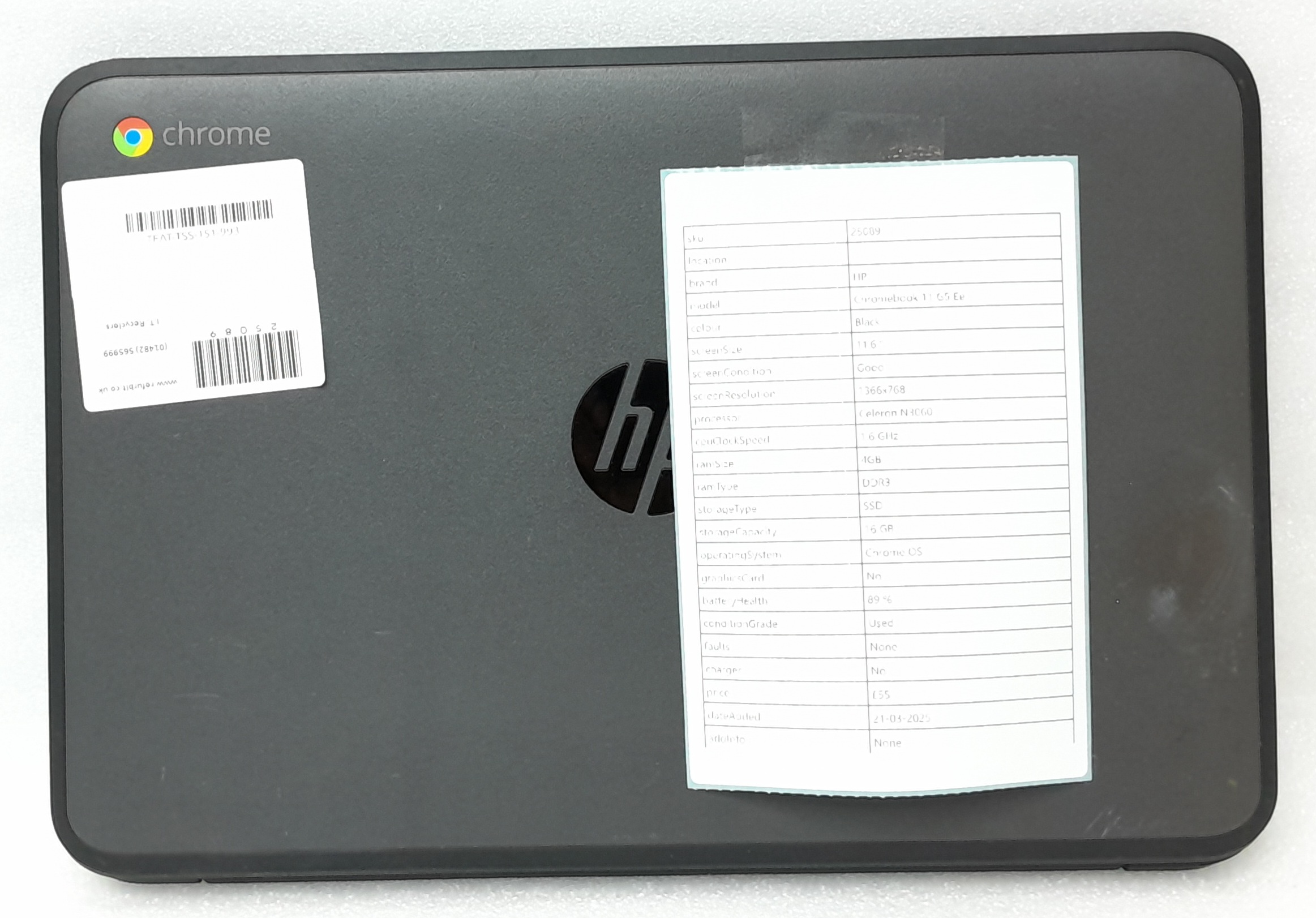 HP Chromebook Chromebook 11 G5 Ee - Celeron N3060 @ 1.6 - 4GB RAM
